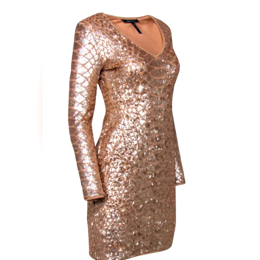 Bcbg rose gold sequin dress
